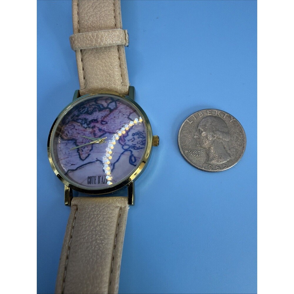 Cote D’Azur World Map Watch Tested Working Includes New Battery - Picture 5 of 5